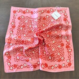 Coach Floral Silk Bandana Scarf Pink Red Country Club Print NWT